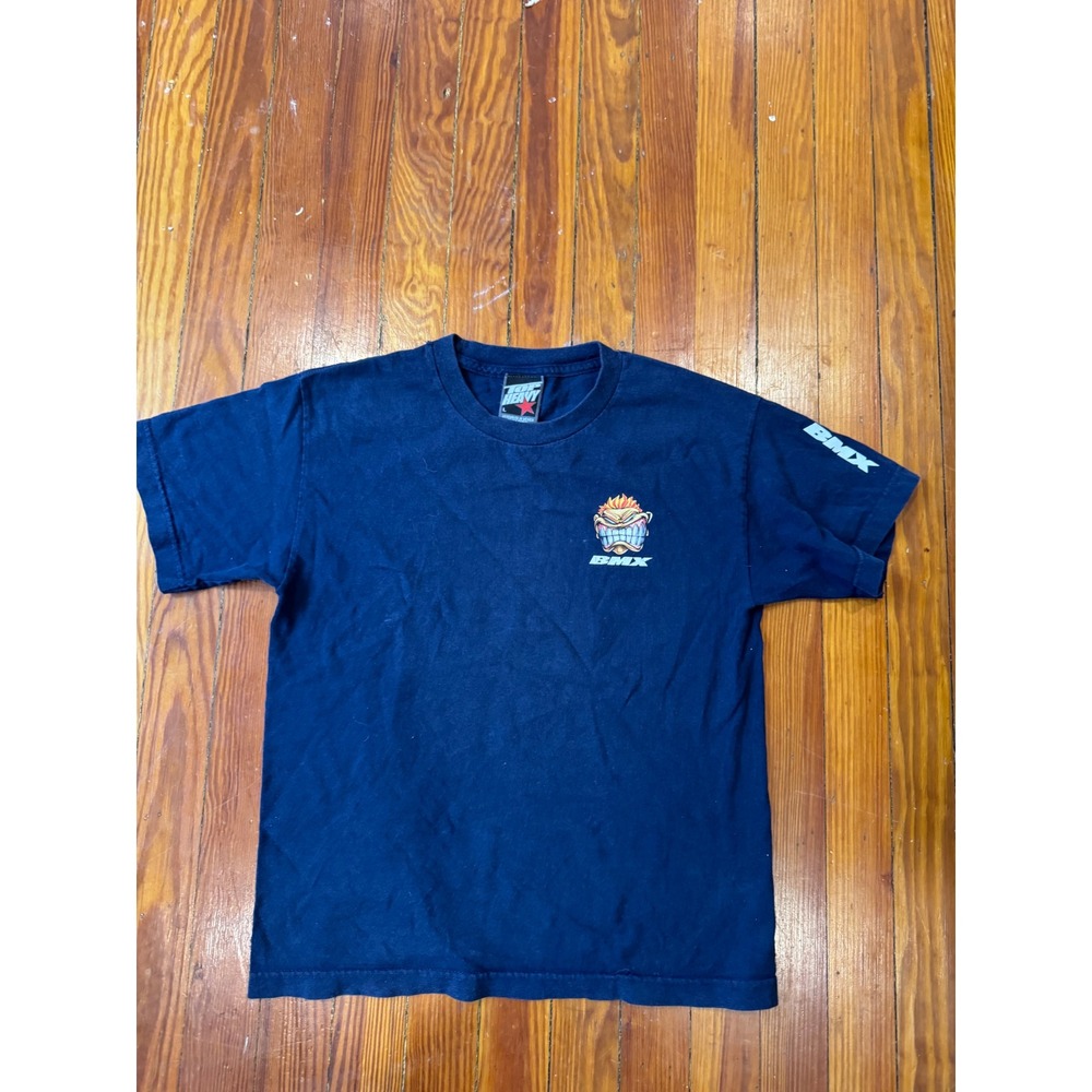Vintage Top Heavy BMX Graphic T-Shirt Navy Blue Large Cartoon Skate Tee
